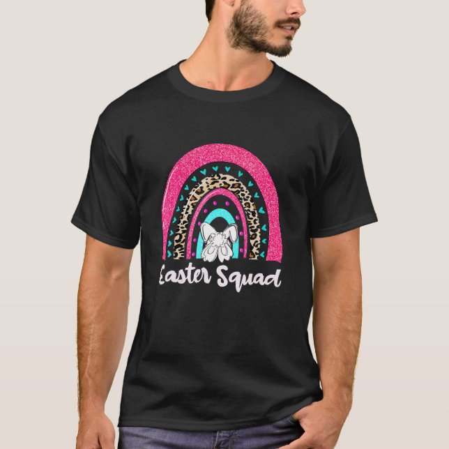 Leopard Rainbow He Is Risen Easter Day T-Shirt (Front)