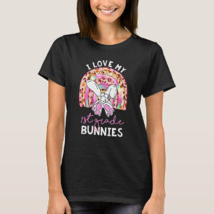 Leopard Rainbow I Love My 1st Grade Bunnies Teache T-Shirt
