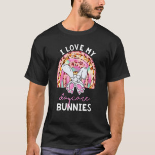 Leopard Rainbow I Love My Daycare Bunnies Teacher T-Shirt