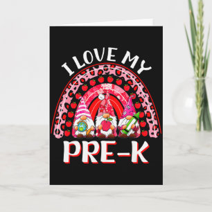 Leopard Rainbow I Love My Pre-k Gnome Teacher Vale Card