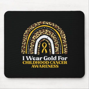 Leopard Rainbow I Wear Gold For Childhood Cancer A Mouse Pad