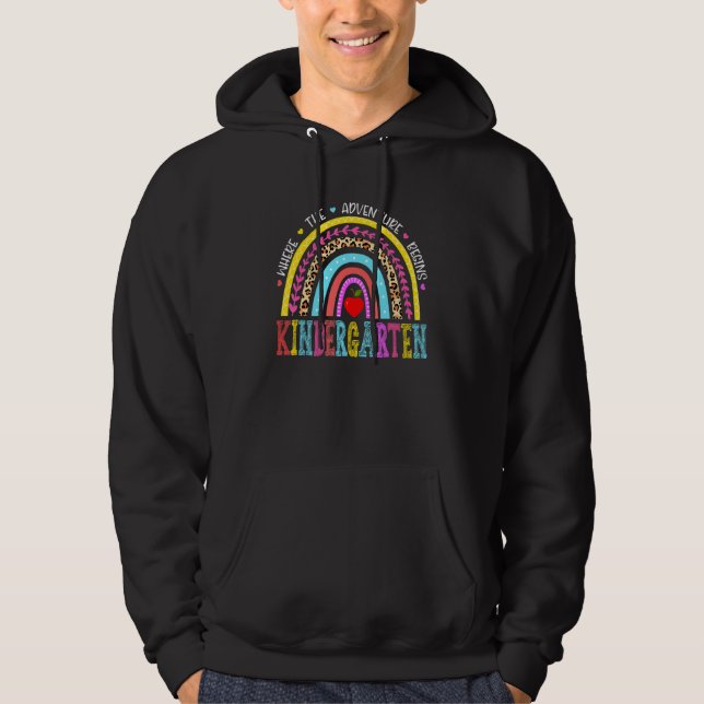 Leopard Rainbow Kindergarten Back To School First  Hoodie (Front)