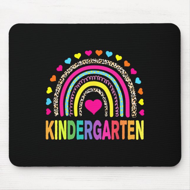 Leopard Rainbow Kindergarten Teacher First Day Of  Mouse Pad (Front)