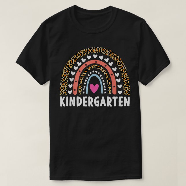 Leopard Rainbow Kindergarten Teacher First Day of  T-Shirt (Design Front)