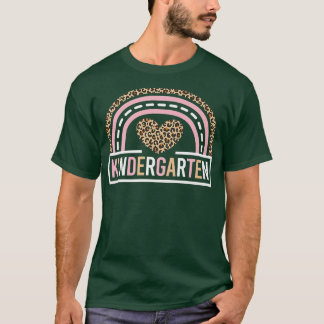 Leopard Rainbow Kindergarten Teacher First Day of  T-Shirt