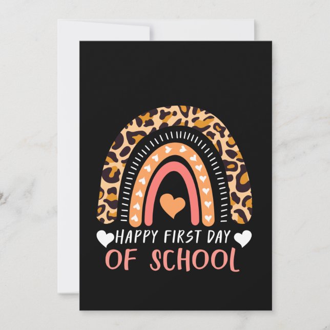Leopard Rainbow Kindergarten Teacher Invitation (Front)