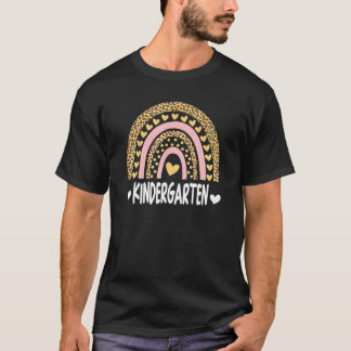 Leopard Rainbow Kindergarten Teacher Student Happy T-Shirt