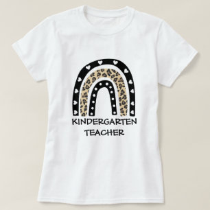 Leopard Rainbow Kindergarten Teacher T-Shirt
