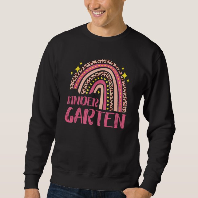 Leopard Rainbow Kindergarten Teacher Team Back To  Sweatshirt (Front)