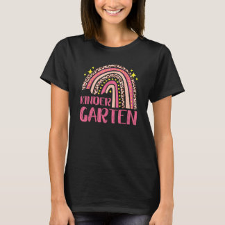 Leopard Rainbow Kindergarten Teacher Team Back To T-Shirt