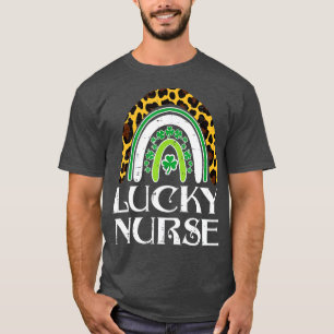 Leopard Rainbow Lucky Nurse St Patricks Day RN ICU T-Shirt