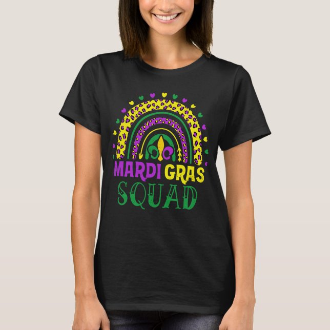 Leopard Rainbow Mardi Gras Squad Party Costume T-Shirt (Front)