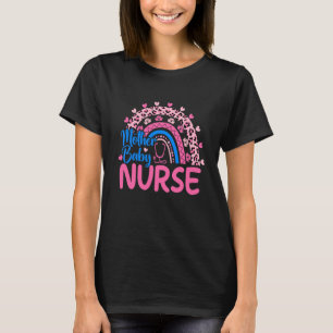 Leopard Rainbow Mother Baby Nurse Week Nursing Nur T-Shirt