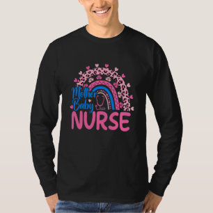 Leopard Rainbow Mother Baby Nurse Week Nursing Nur T-Shirt