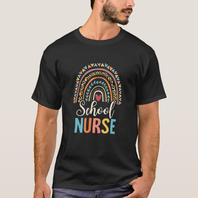 Leopard Rainbow Nursing Nurse Week Back To School T-Shirt (Front)