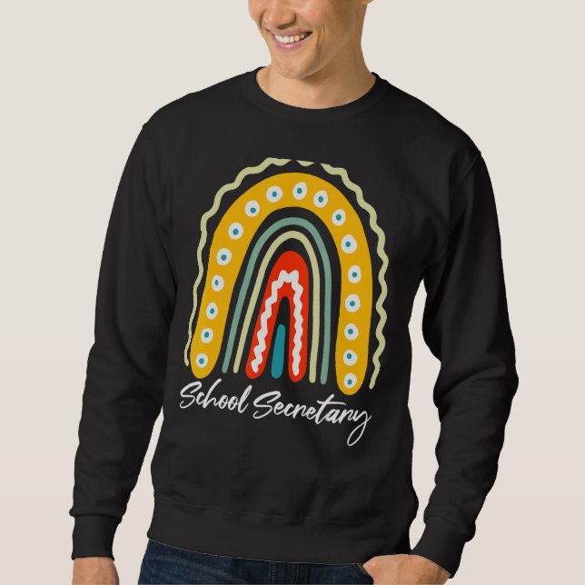 Leopard Rainbow Office 2022 1st Day Of School Secr Sweatshirt (Front)