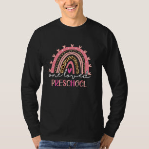 Leopard Rainbow One Loved Preschool Teacher Valent T-Shirt