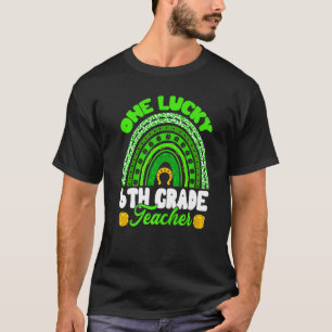 Leopard Rainbow One Lucky 6th Grade Teacher St Pat T-Shirt