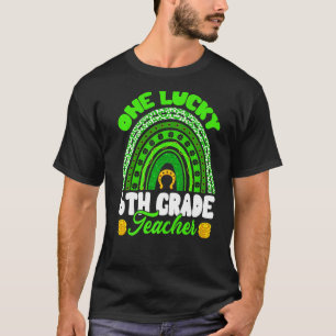 Leopard Rainbow One Lucky 6th Grade Teacher St Pat T-Shirt