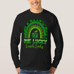 Leopard Rainbow One Lucky Lunch Lady Patricks Day T-Shirt