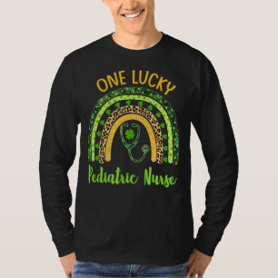 Leopard Rainbow One Lucky Paediatrics Nurse St Pat T-Shirt