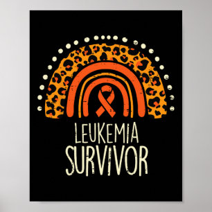 Leopard Rainbow Orange Ribbon Survivor Leukaemia A Poster
