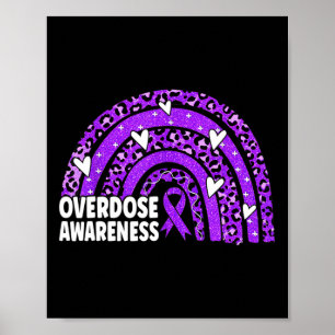 Leopard Rainbow Overdose Awareness Month Purple Ri Poster