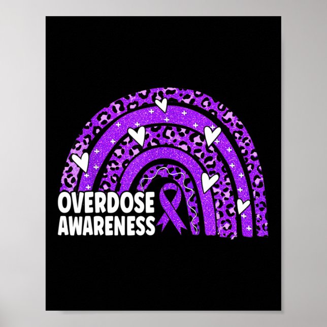 Leopard Rainbow Overdose Awareness Month Purple Ri Poster (Front)