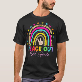Leopard Rainbow Peace Out 3rd Grade Last Day Of Sc T-Shirt