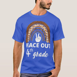 Leopard Rainbow Peace Out 4th grade Last Day Of Sc T-Shirt