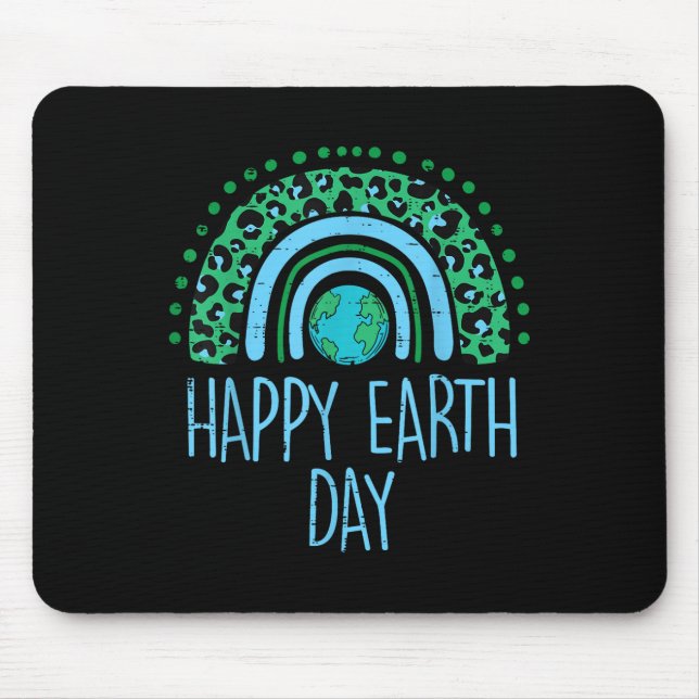 Leopard Rainbow Planet Happy Earth Day Cute Teache Mouse Pad (Front)