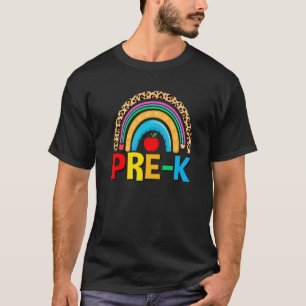 Leopard Rainbow Pre K Back To School First Day T-Shirt