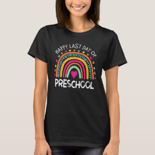 Leopard Rainbow Preschool Teacher Last Day Of Scho T-Shirt