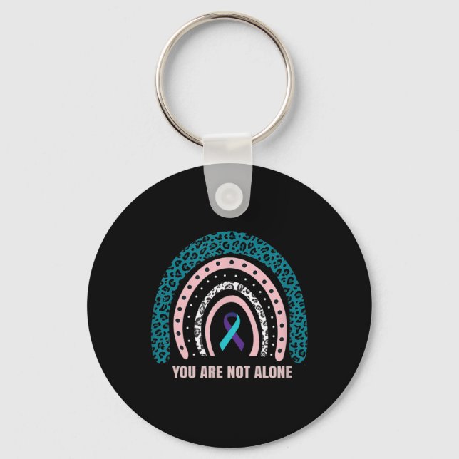 Leopard Rainbow Print Suicide Prevention Awareness Key Ring (Front)