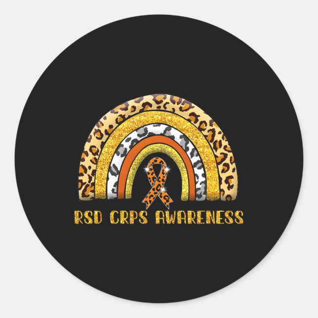 Leopard Rainbow Rsd Crps Warrior  Classic Round Sticker (Front)