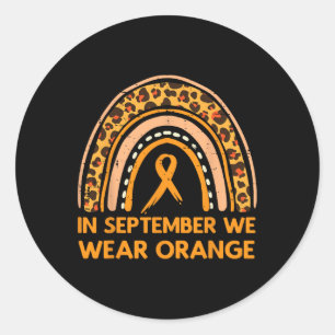 Leopard Rainbow September We Wear Orange Leukaemia Classic Round Sticker