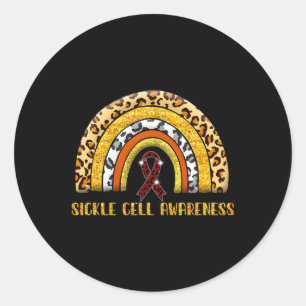 Leopard Rainbow Sickle Cell Warrior  Classic Round Sticker