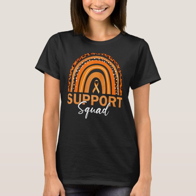 Leopard Rainbow Support Squad Leukaemia Awareness T-Shirt (Front)