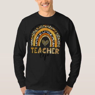 Leopard Rainbow Teacher Life Teaching Teacher Day T-Shirt