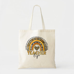 Leopard Rainbow Teacher Life Teaching Teacher Day Tote Bag
