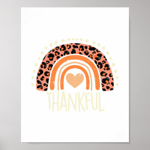 leopard rainbow thankful thanksgiving teacher wome poster
