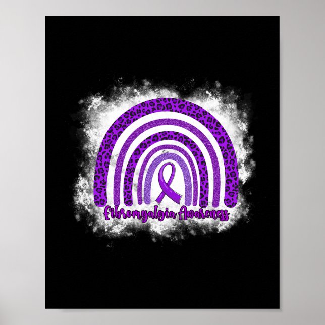 Leopard Rainbow Warrior Fibromyalgia Awareness  Poster (Front)