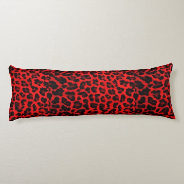 Leopard - Red and Black Body Cushion (Back)