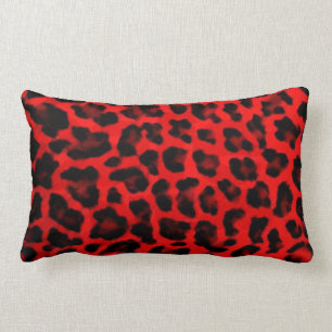 Leopard - Red and Black Lumbar Cushion