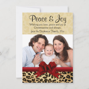 Leopard Red Bow Christmas Photo Greeting Invitation