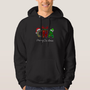 Leopard Red Plaid CNA Nursing Santa Hat Reindeer C Hoodie