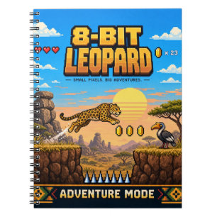 Leopard, Retro 8-Bit Pixel Art Notebook