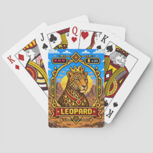 Leopard Retro 8-Bit Pixel Art Playing Cards