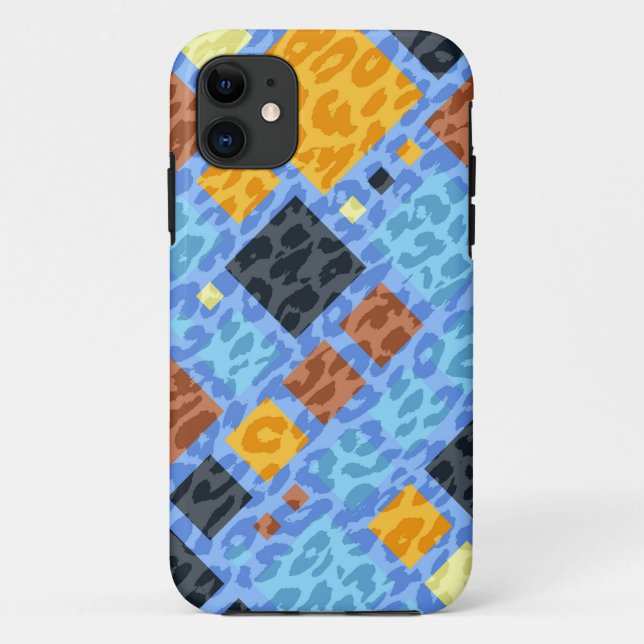 Leopard Retro Modern Squares Pattern Case-Mate iPhone Case (Back)