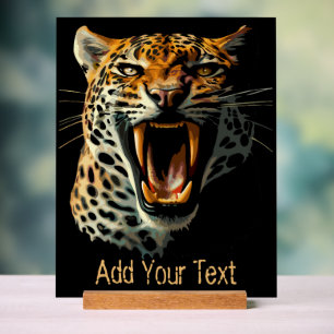 Leopard roaring attack head acrylic sign